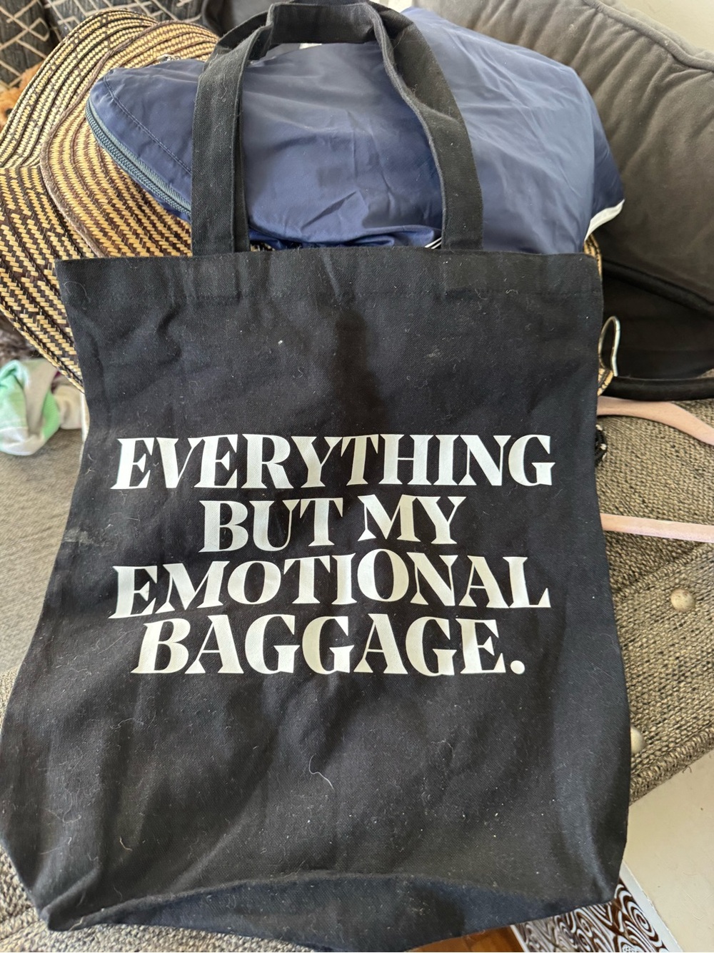 IL MAKIAGE Black Canvas Tote with White Statement Text